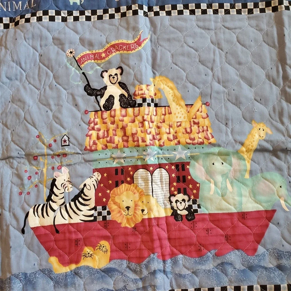 Animal Crackers Daisy Kingdom Noah Ark Quilted Fabric Panel 43½